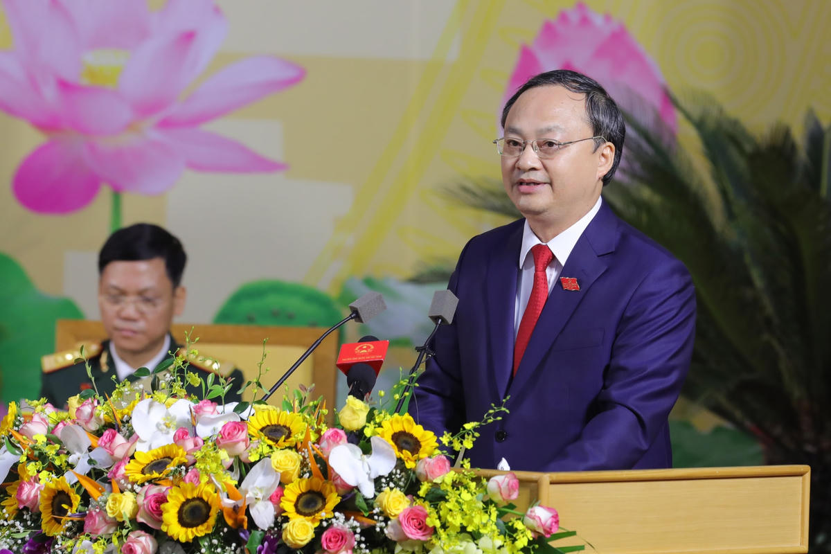 Ông Đỗ Tiến Sỹ, Bí thư tỉnh ủy Hưng Yên phát biểu khai mạc Đại hội- Ảnh: Quang Vinh