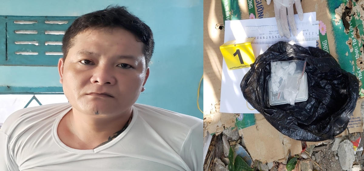 Bé cụt bị bắt cùng tang vật.