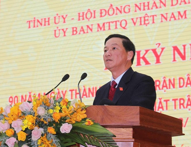 Ông Trần Đức Quận, Bí thư Tỉnh ủy, Chủ tịch HĐND tỉnh Lâm Đồng phát biểu tại buổi lễ.