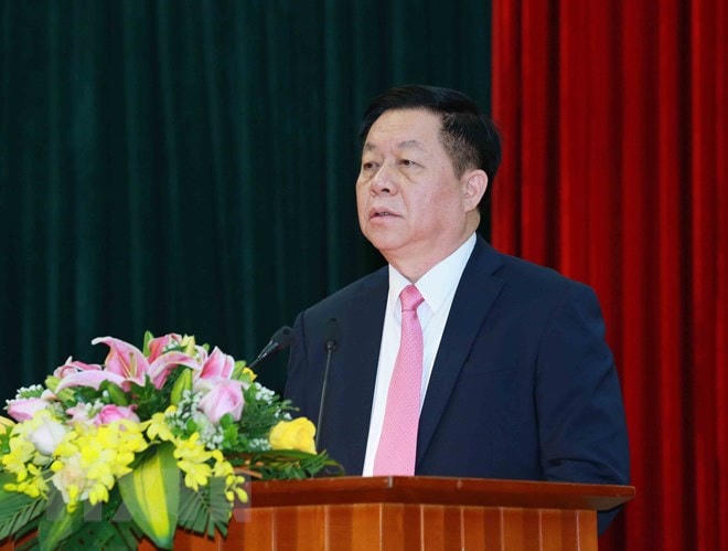 Thượng tướng Nguyễn Trọng Nghĩa, Bí thư Trung ương Đảng, Trưởng Ban Tuyên giáo Trung ương phát biểu. (Ảnh: Phương Hoa/TTXVN).