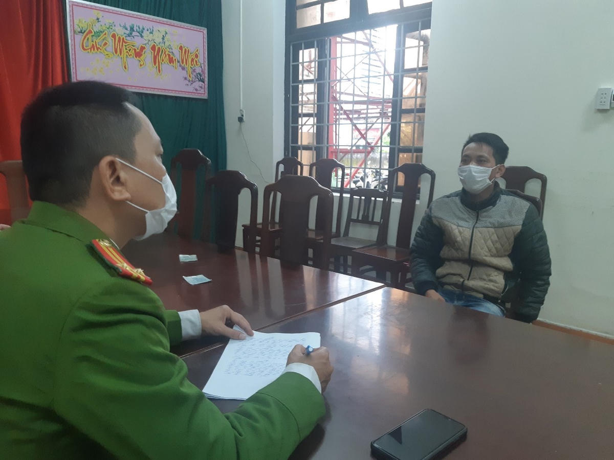 Huỳnh Văn Quân tại cơ quan Công an. Ảnh: Công Quang.