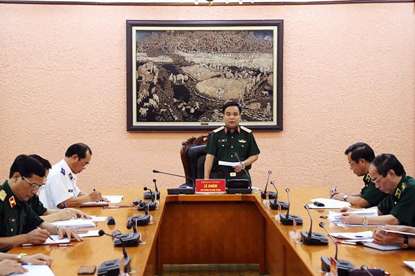 Thượng tướng Lê Chiêm phát biểu kết luận cuộc họp. Ảnh: mod.gov.vn.