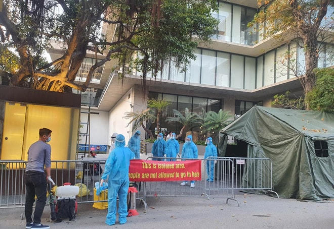 Một khu vực bị cách ly chống dịch do có liên quan đến BN2229.  Ảnh: VGP.