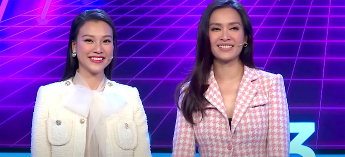 Hoàng Oanh và Ái Phương xuất hiện xinh đẹp trên sóng truyền hình.