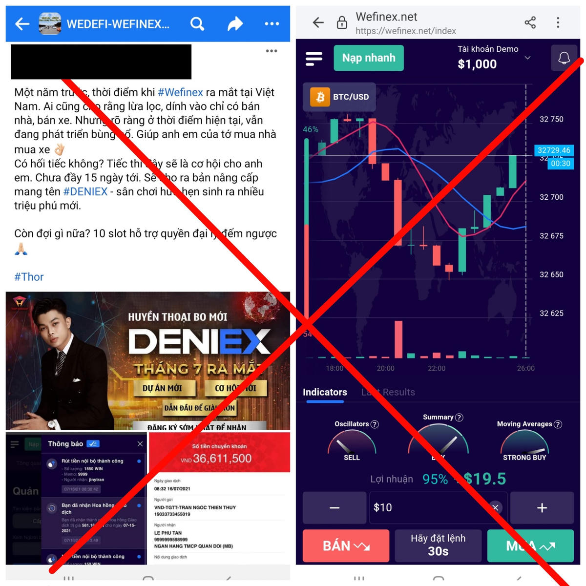 Những quảng cáo chiêu dụ người chơi của Wefinex.