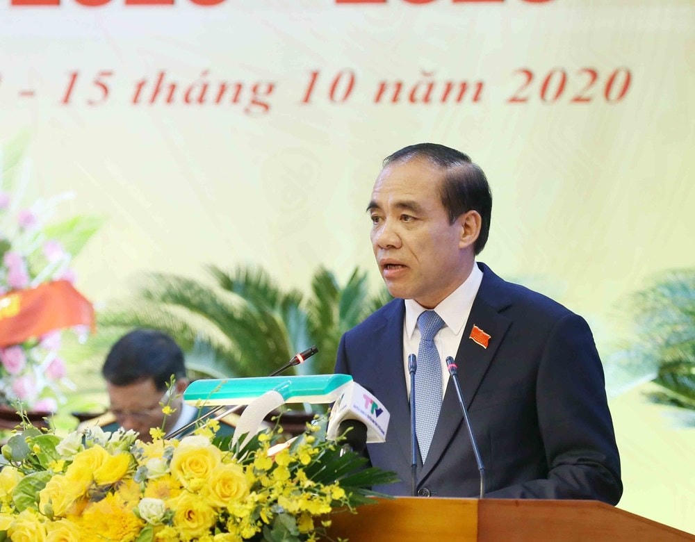 Ông Chẩu Văn Lâm, Ủy viên Trung ương Đảng, Bí thư Tỉnh ủy Tuyên Quang phát biểu khai mạc Đại hội. (Ảnh: Phương Hoa/TTXVN).