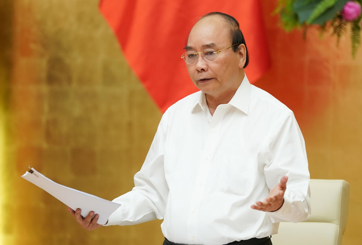 Thủ tướng nguyễn Xuân Phúc phát biểu tại hội nghị. Ảnh: VGP/Quang Hiếu.