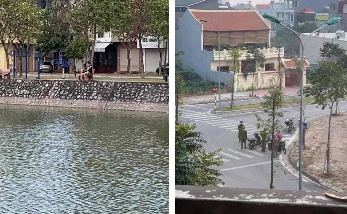 Cặp đôi vô tư ngồi nói chuyện, hôn nhau bên hồ trong thời điểm giãn cách xã hội ở Hải Dương. Nguồn: Dân Việt.