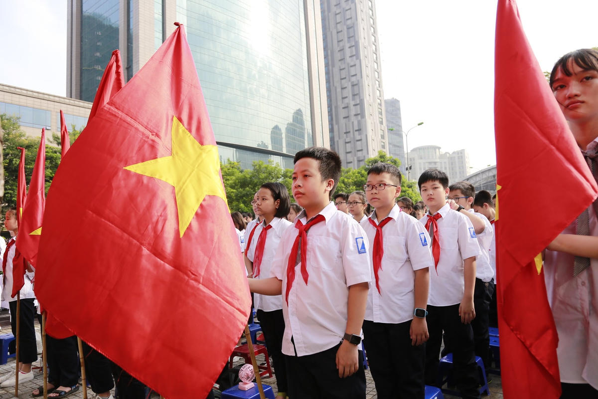 Học sinh Hà Nội trong lễ khai giảng năm học mới. (Ảnh minh họa)