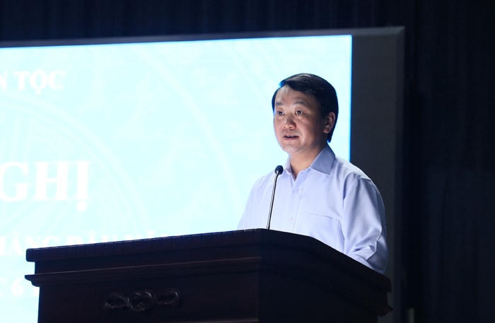 Bộ trưởng, Chủ nhiệm Ủy ban Dân tộc Hầu A Lềnh phát biểu chỉ đạo tại Hội nghị.