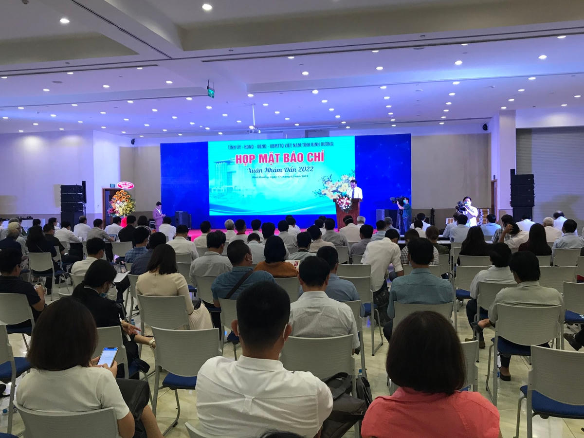 Quang cảnh buổi gặp mặt báo chí Xuân Nhâm Dần năm 2022 tại tỉnh Bình Dương.