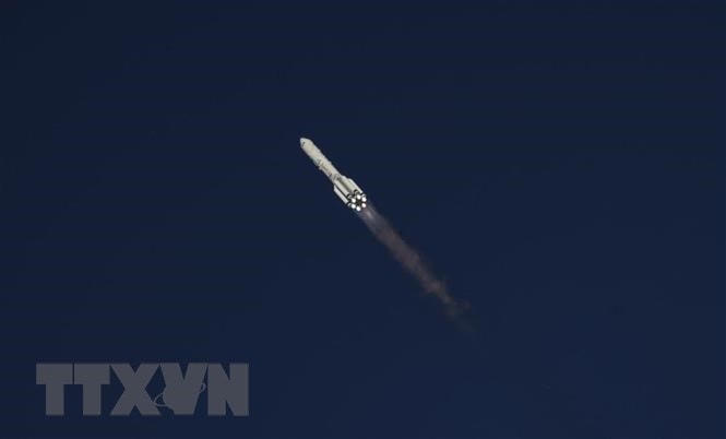 Tên lửa Proton-M mang theo module phòng thí nghiệm Nauka được phóng từ sân bay vũ trụ Baikonur ở Kazakhstan ngày 21/7/2021. (Ảnh: AFP/TTXVN).