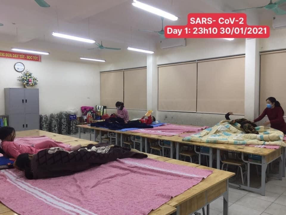 Ngày đầu tiên trong khu cách ly của trường Tiểu học Xuân Phương. Nguồn: T.B.N.