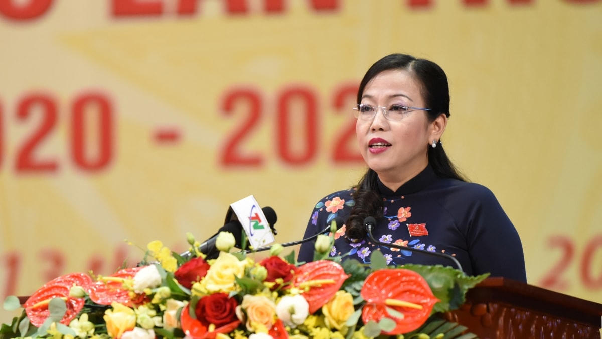 Bà Nguyễn Thanh Hải tái đắc cử chức vụ Bí thư Tỉnh ủy Thái Nguyên. Ảnh: VOV.