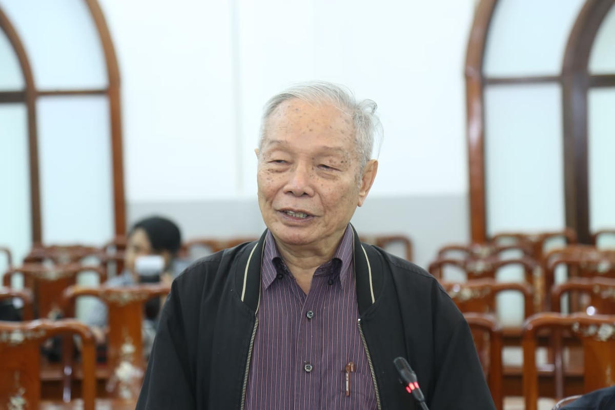 GS Võ Đại Lược, nguyên Viện trưởng Viện Kinh tế thế giới, Viện Hàn lâm Khoa học Xã hội phát biểu tại Hội nghị.
