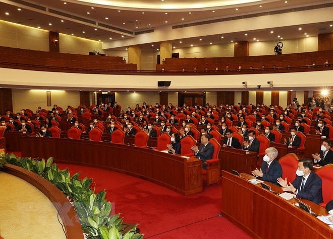 Các Lãnh đạo Đảng, Nhà nước và các đại biểu tại phiên khai mạc hội nghị. Phương Hoa/TTXVN.