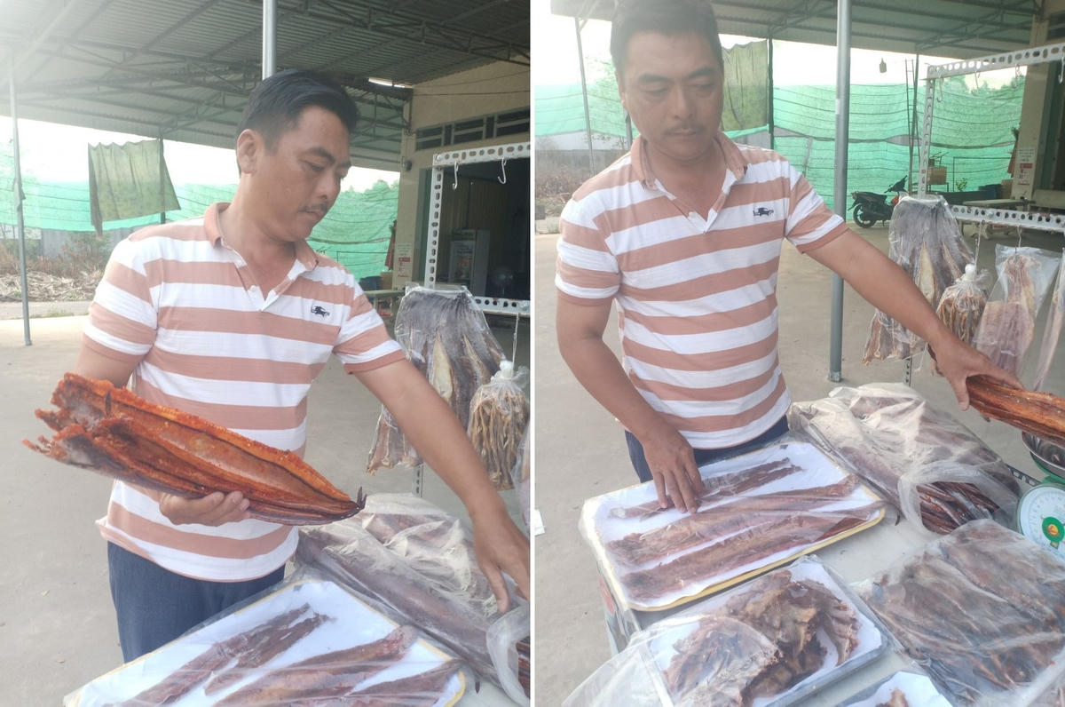 Anh Hồ Hửu Hạnh thì bán khô cá, bán cua mong có tiền trả góp tiền xe cho ngân hàng