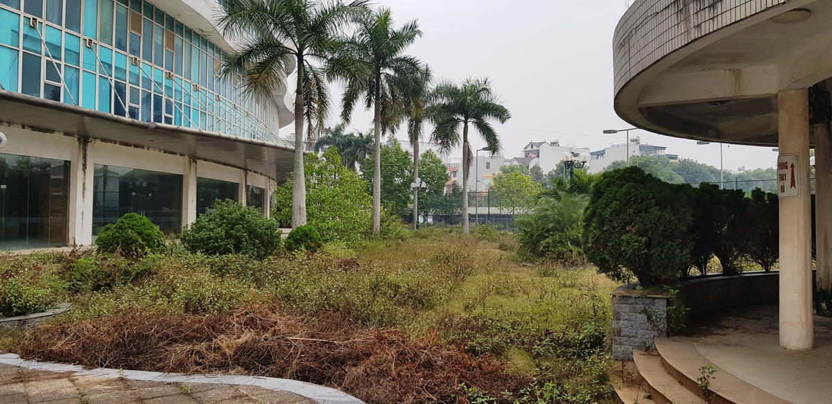 Bên trong khuôn viên hoang tàn, lạnh lẽo.