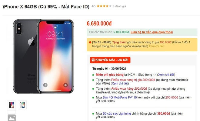 iPhone X mất Face ID có giá rẻ hơn khoảng 1 triệu đồng so với máy hoạt động bình thường.