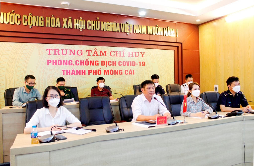 Quang cảnh buổi hội đàm phía TP Móng Cái (Quảng Ninh, Việt Nam). Ảnh: QMG.