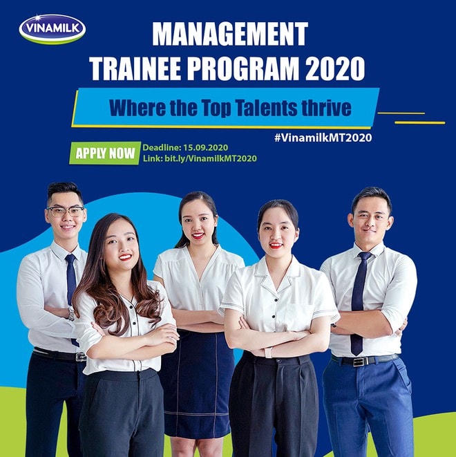 Chương trình “Quản trị viên tập sự Vinamilk 2020” sẽ chính thức khởi động từ ngày 1.8.2020 và hạn chót nhận hồ sơ ứng tuyển là 15/9/2020.