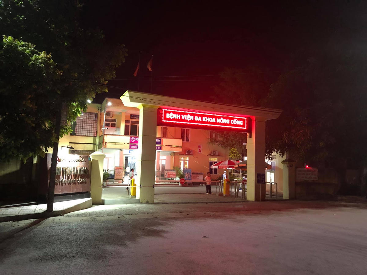 Bệnh viện Đa khoa huyện Nông Cống, nơi ghi nhận 2 ca mắc Covid-19 trong cộng đồng vào chiều 25/8.