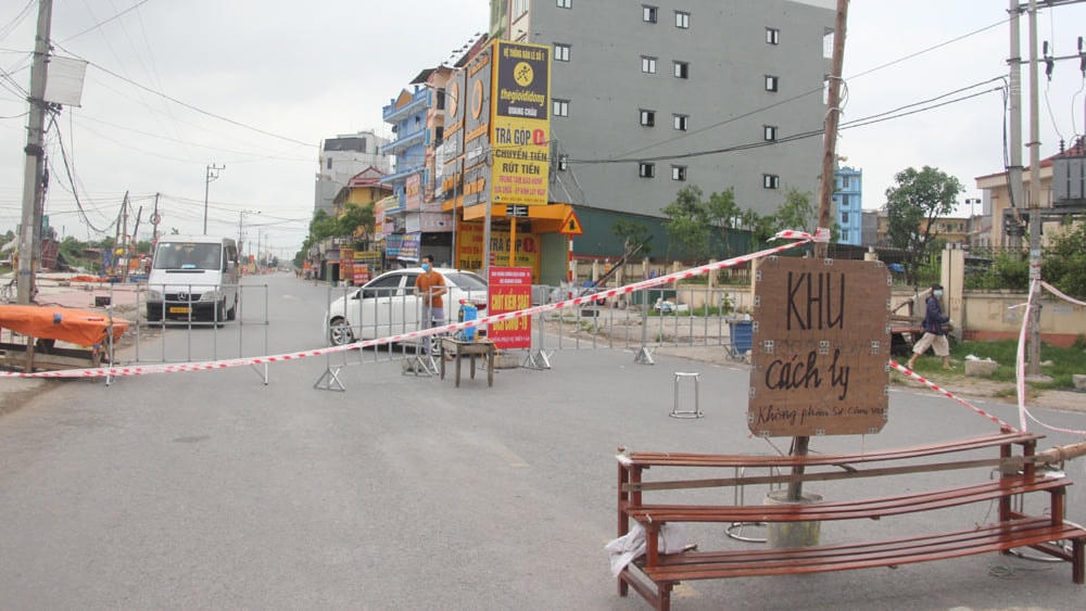 Cách ly xã hội ở huyện Việt Yên.