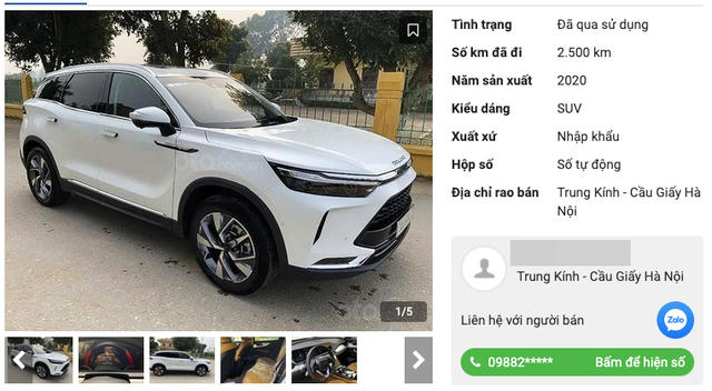 Một chiếc Beijing X7 được rao bán sau khi lăn bánh khoảng 2.500 km.  