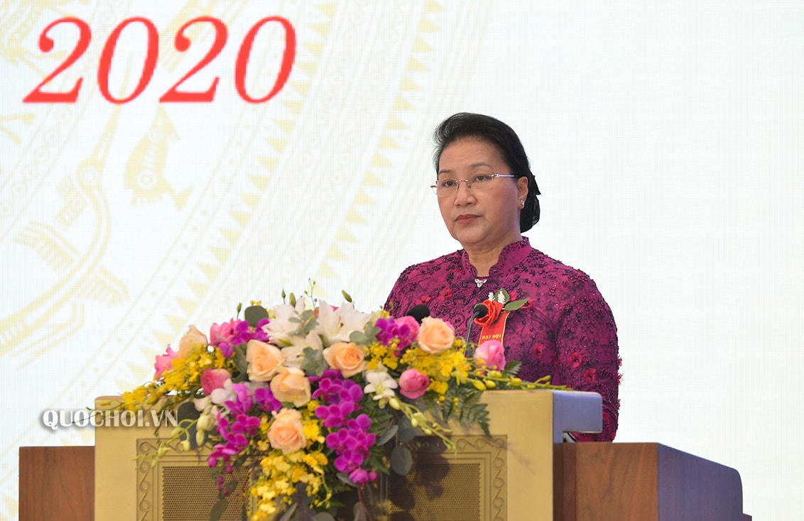 Chủ tịch Quốc hội Nguyễn Thị Kim Ngân phát biểu tại Đại hội.