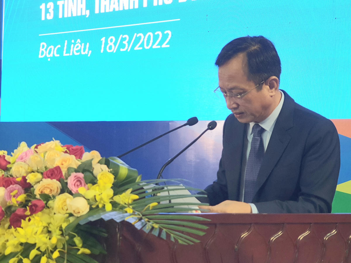 Ông Phạm Văn Thiều, Chủ tịch UBND tỉnh Bạc Liêu phát biểu tại hội nghị.