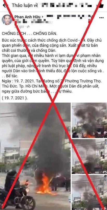 Thông tin sai sự thật mà đối tượng Phan Hữu Điệp Anh đăng tải trên các hội nhóm.