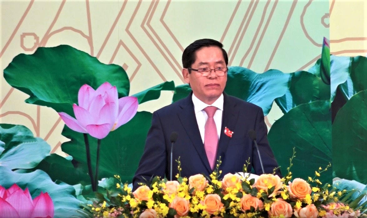 Ông Phạm Viết Thanh, Ủy viên Trung ương Đảng, Bí thư Tỉnh ủy phát biểu khai mạc ĐH