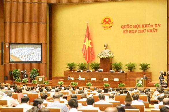 Toàn cảnh một phiên họp tại hội trường của kỳ họp thứ nhất Quốc hội khóa XV. Ảnh: Quang Vinh.