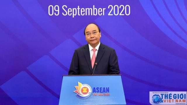 Thủ tướng Nguyễn Xuân Phúc phát biểu khai mạc Hội nghị Bộ trưởng Ngoại giao ASEAN lần thứ 53 vào sáng 9/9 (Ảnh: Tuấn Anh/Thế giới & Việt Nam).