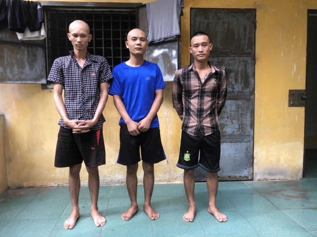 3 đối tượng Chung, Cương và Đức tại cơ quan Công an. Ảnh: Công an tỉnh Quảng Ninh.