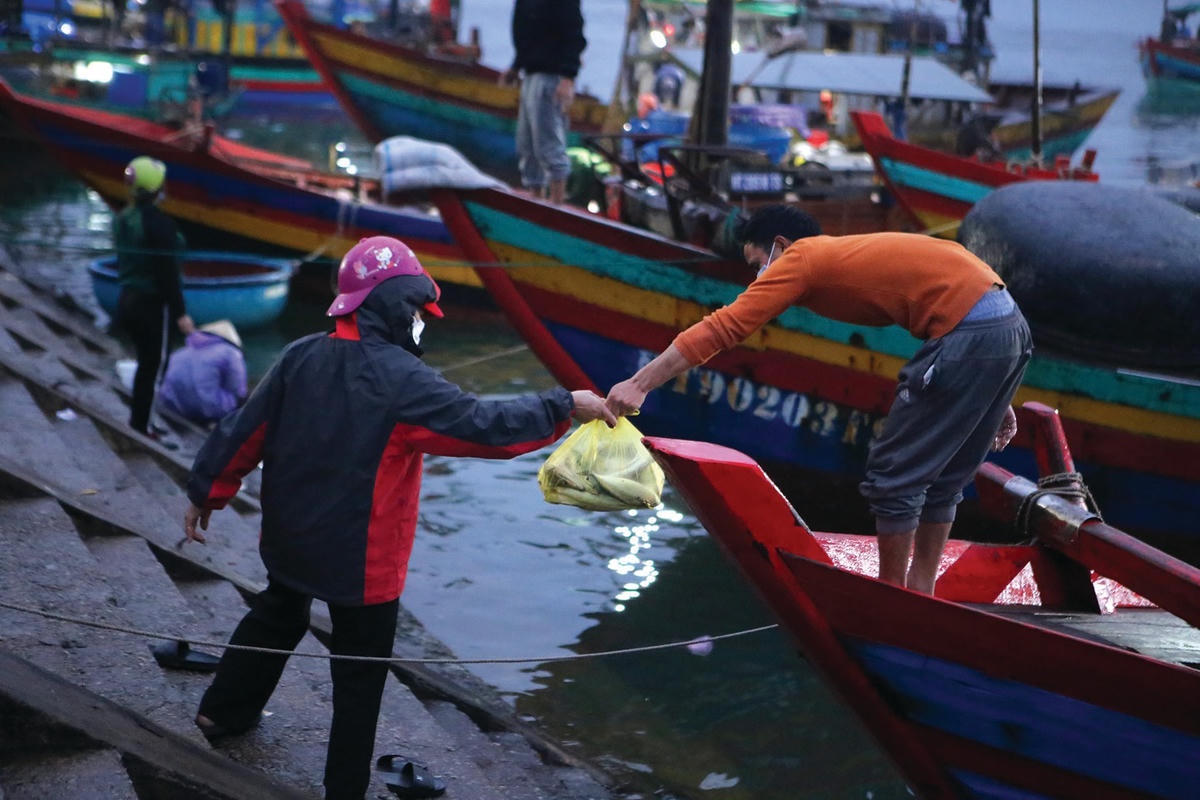 Ngư dân tranh thủ gửi cá tươi ngon về cho gia đình.  