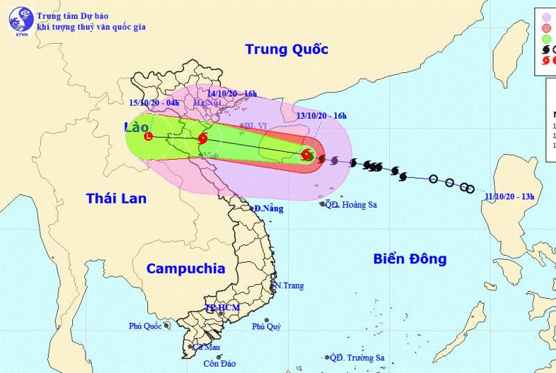VỊ trí và hướng đi của bão số 7.