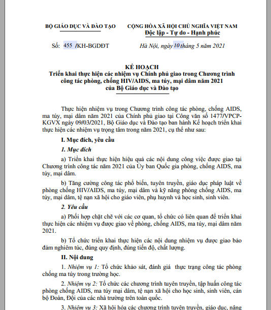 Kế hoạch 455 do Thứ trưởng Ngô Thị Minh ký ban hành có nhiệm vụ số 4 và nhiệm vụ số 8 gây “sốc”.