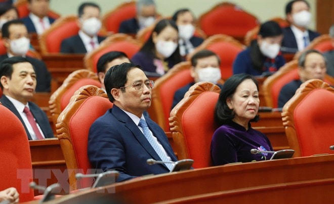 Thủ tướng Phạm Minh Chính và các đại biểu dự phiên bế mạc hội nghị. Ảnh: Trí Dũng /TTXVN.