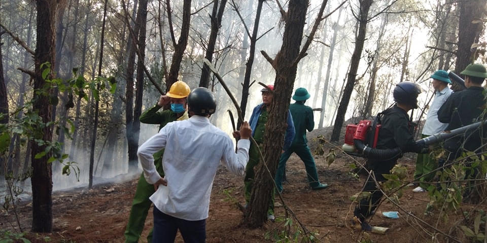 Hơn 400 người được huy động đến hiện trường dập lửa.