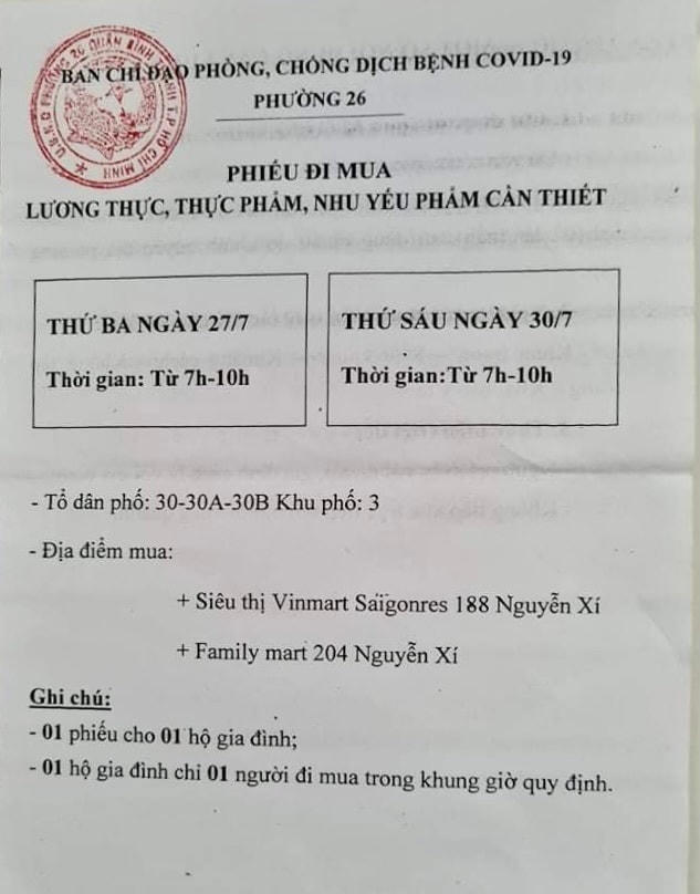 Các quận, huyện, TP Thủ Đức bắt đầu phát phiếu đi mua lương thực cho người dân.