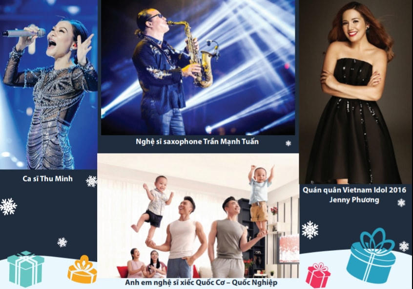 Các nghệ sĩ tham dự đêm Gala online Giáng sinh Trao yêu thương - Nhận hạnh phúc 2020.