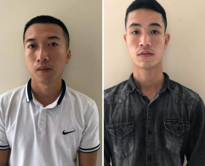 Hai đối tượng Trường và Hoàn tại cơ quan công an.