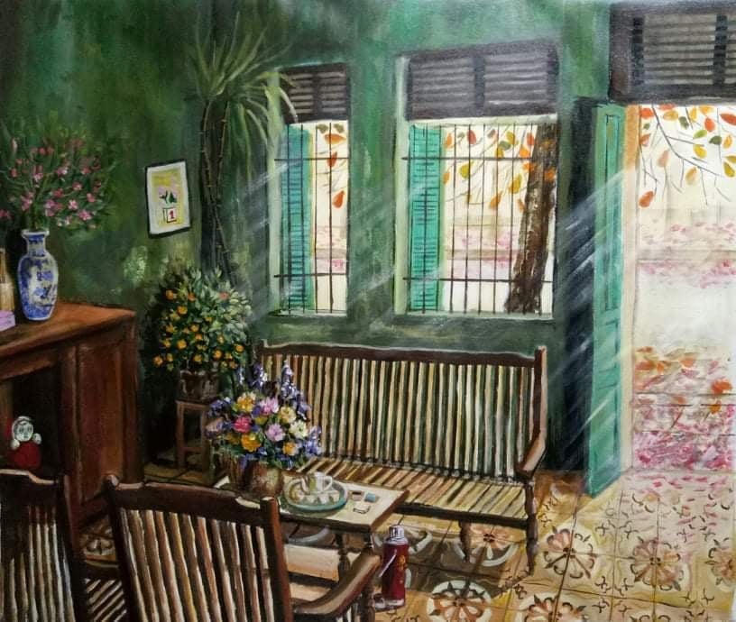 Những hình ảnh thân thuộc của thập niên 80 xuất hiện sinh động trong những bức vẽ.