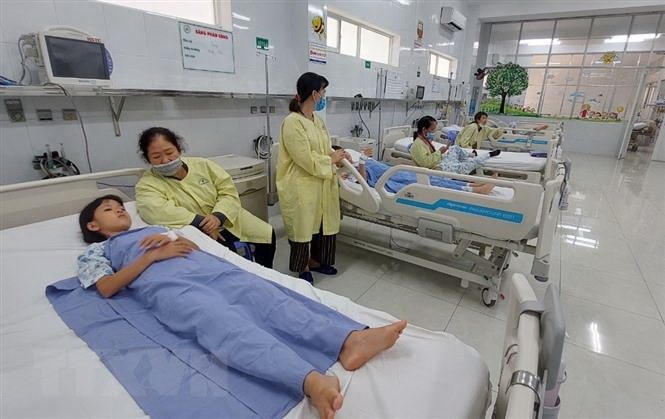 Các bệnh nhi được điều trị tại Bệnh viện Nhi đồng Đồng Nai. Ảnh: TTXVN.