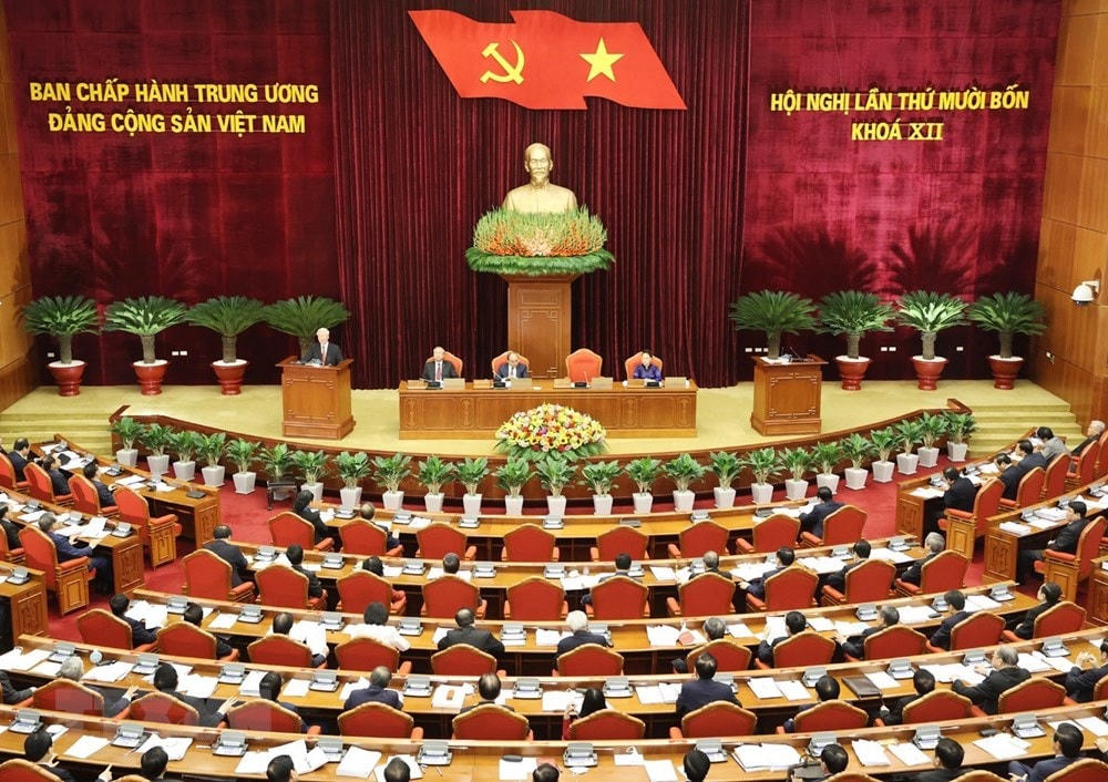 Toàn cảnh Tổng Bí thư, Chủ tịch nước Nguyễn Phú Trọng phát biểu khai mạc Hội nghị. (Ảnh: Trí Dũng/TTXVN).