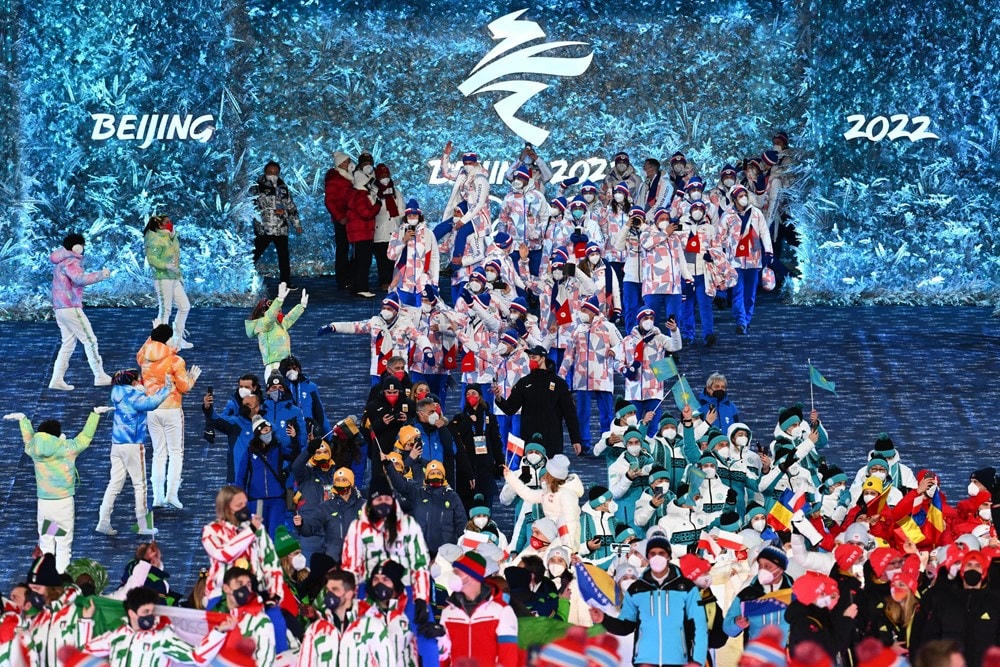 Đoàn thể thao CH Séc diễu hành tại lễ bế mạc Olympic mùa Đông Bắc Kinh 2022, Trung Quốc, ngày 20/2/2022. (Ảnh: AFP/ TTXVN).