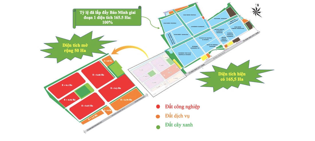 KCM Bảo Minh mở rộng rộng gần 50 ha, nằm liền kề KCN Bảo Minh cũ.