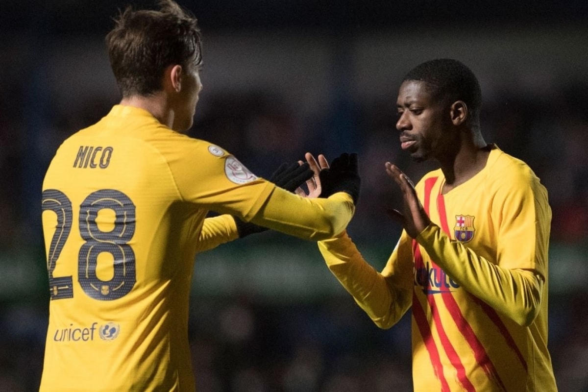 Dembele ghi bàn giúp Barca vượt khó. (Ảnh: Getty).