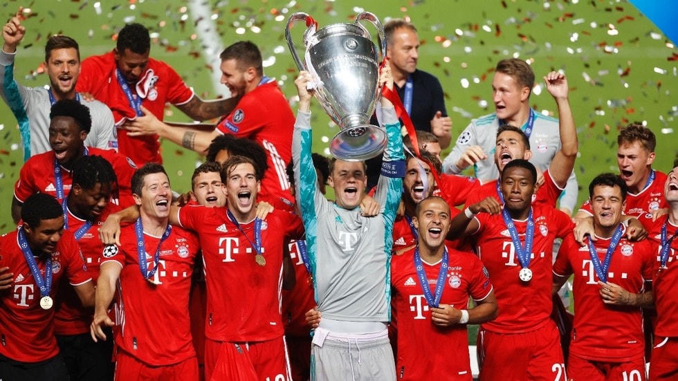 Niềm vui của các cầu thủ Bayern Munich. Ảnh: Reuters.